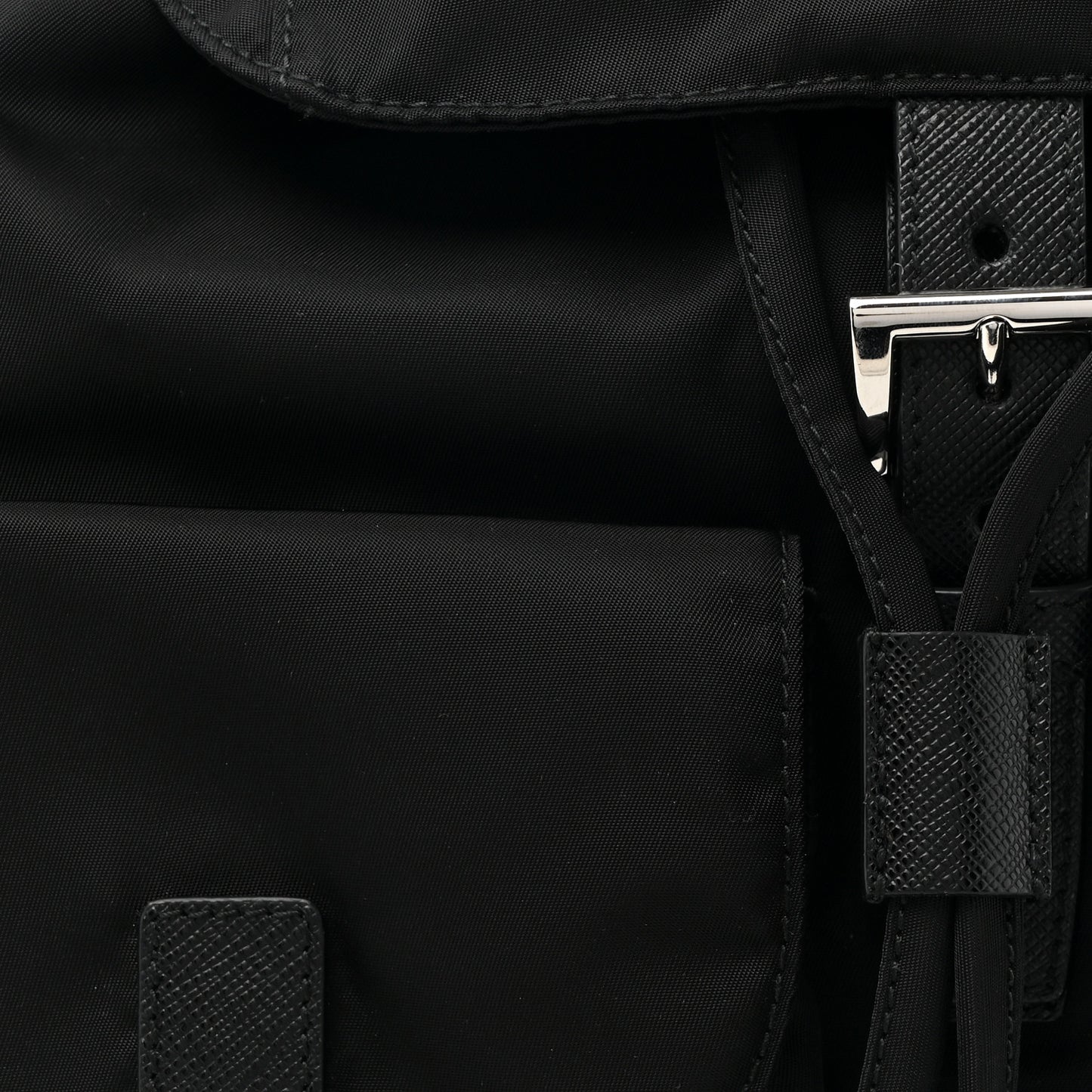 Nylon Vela Saffiano Medium Backpack Black