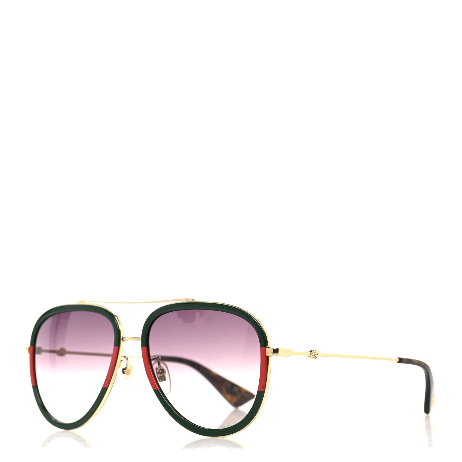 Gucci Metal Web Aviator Sunglasses GG0062S Green Red 1 of 6