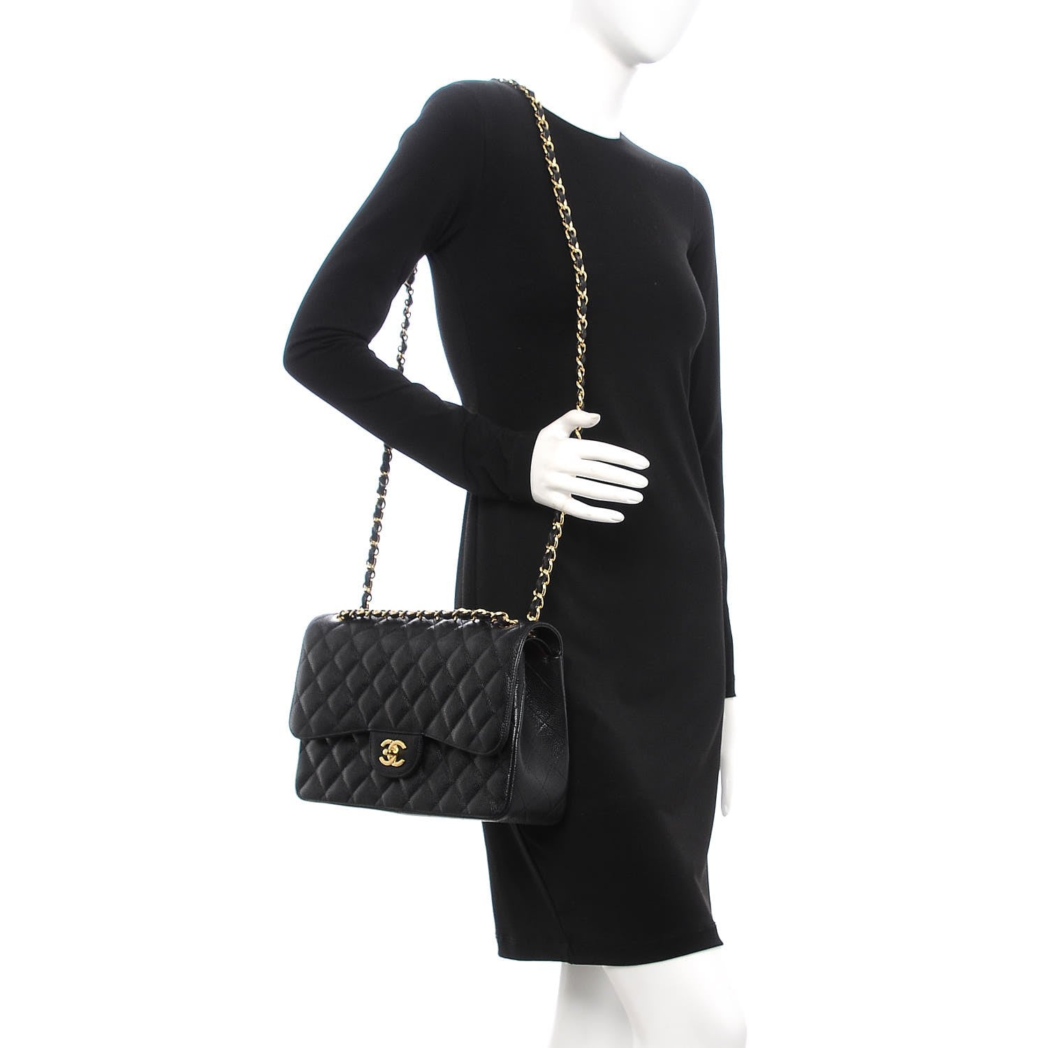 Chanel Caviar Quilted Jumbo Double Flap Black 2 of 9