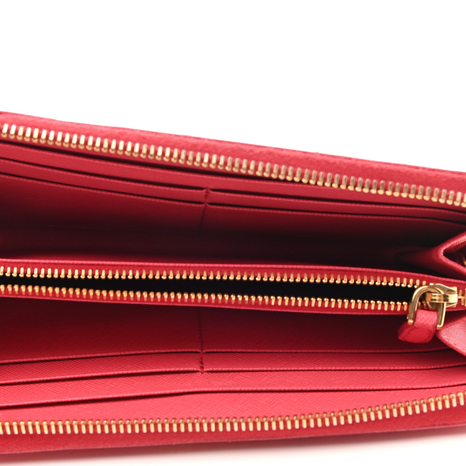Prada Saffiano Metal Zip Wallet Fragola 9 of 11