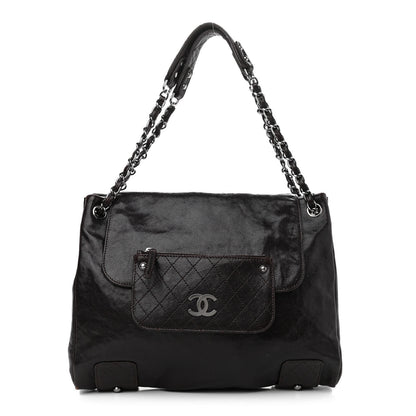 Chanel Glazed Caviar Pocket In The City Tote Dark Brown 1 of 10
