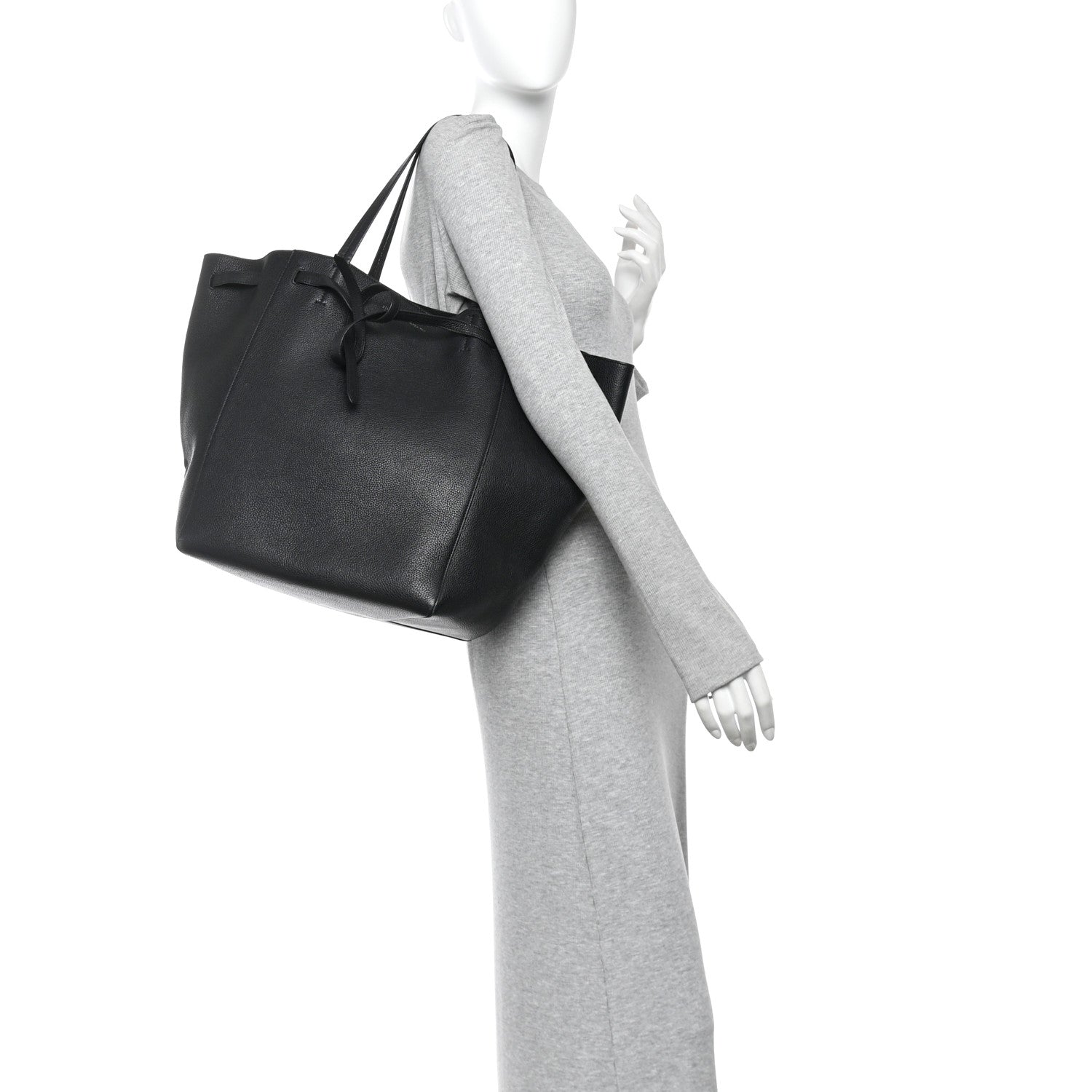Celine Soft Grained Calfskin Medium Belt Cabas Phantom Black 2 of 9