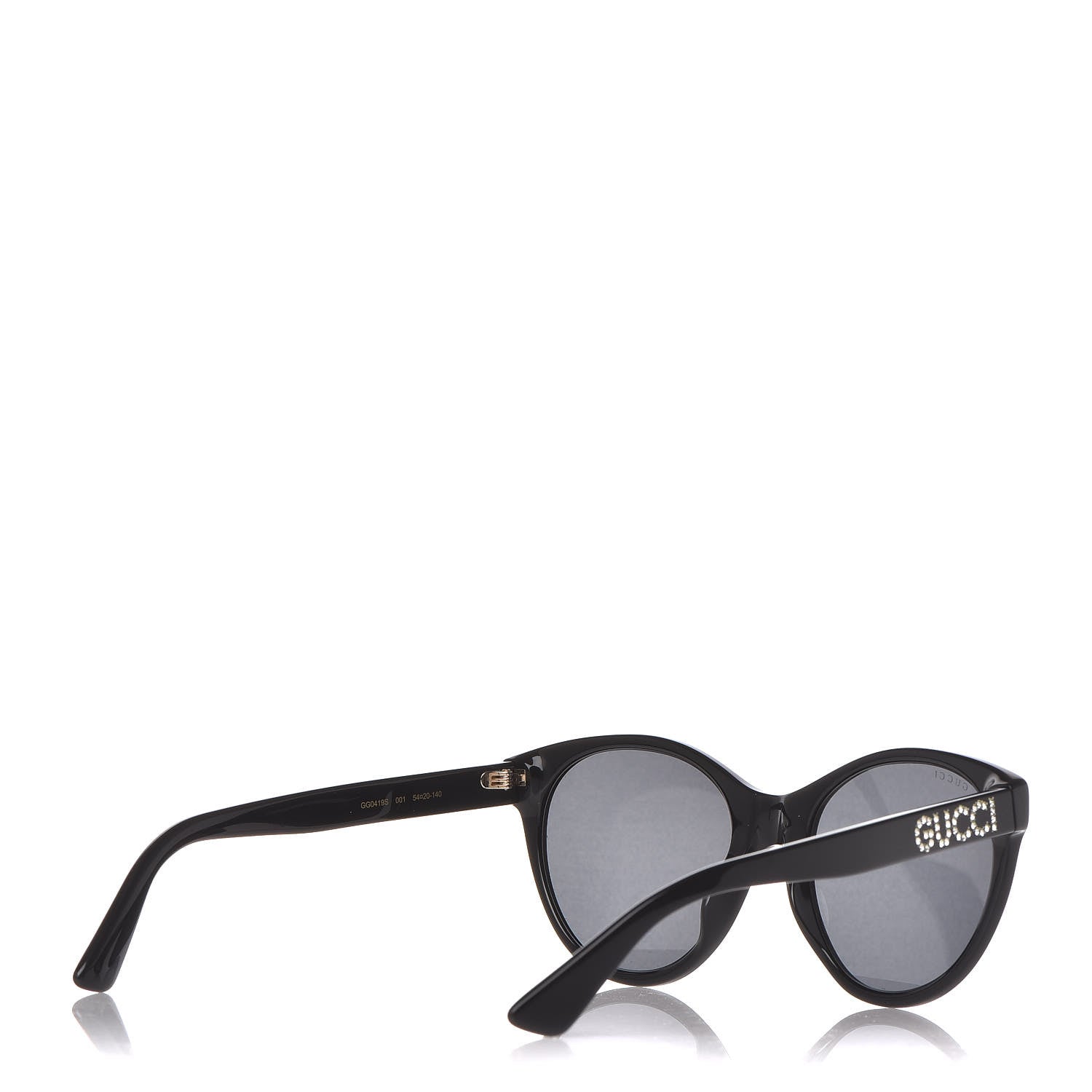 Gucci Round Frame Crystal Sunglasses GG 0419S Black 4 of 8
