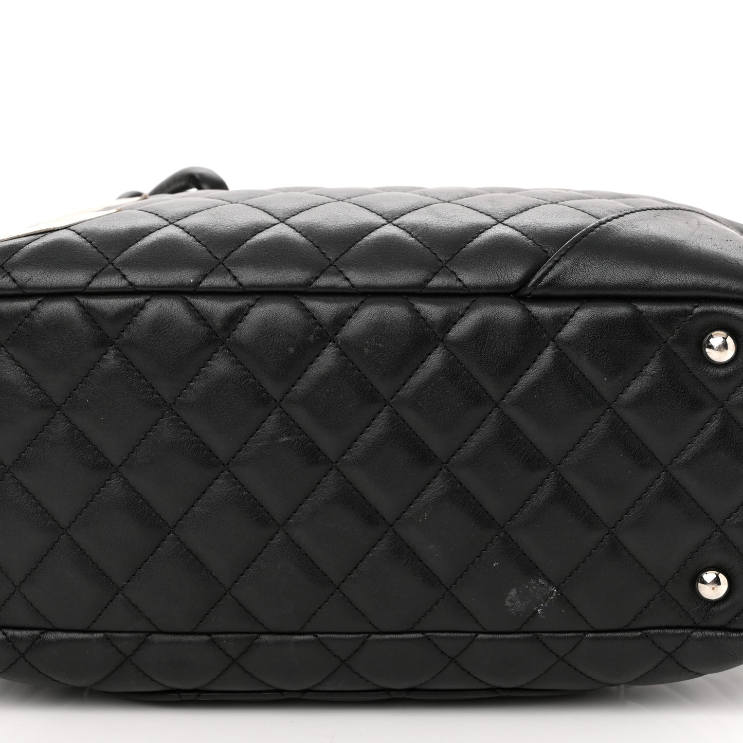 Calfskin Quilted Large Cambon Bowler Black White