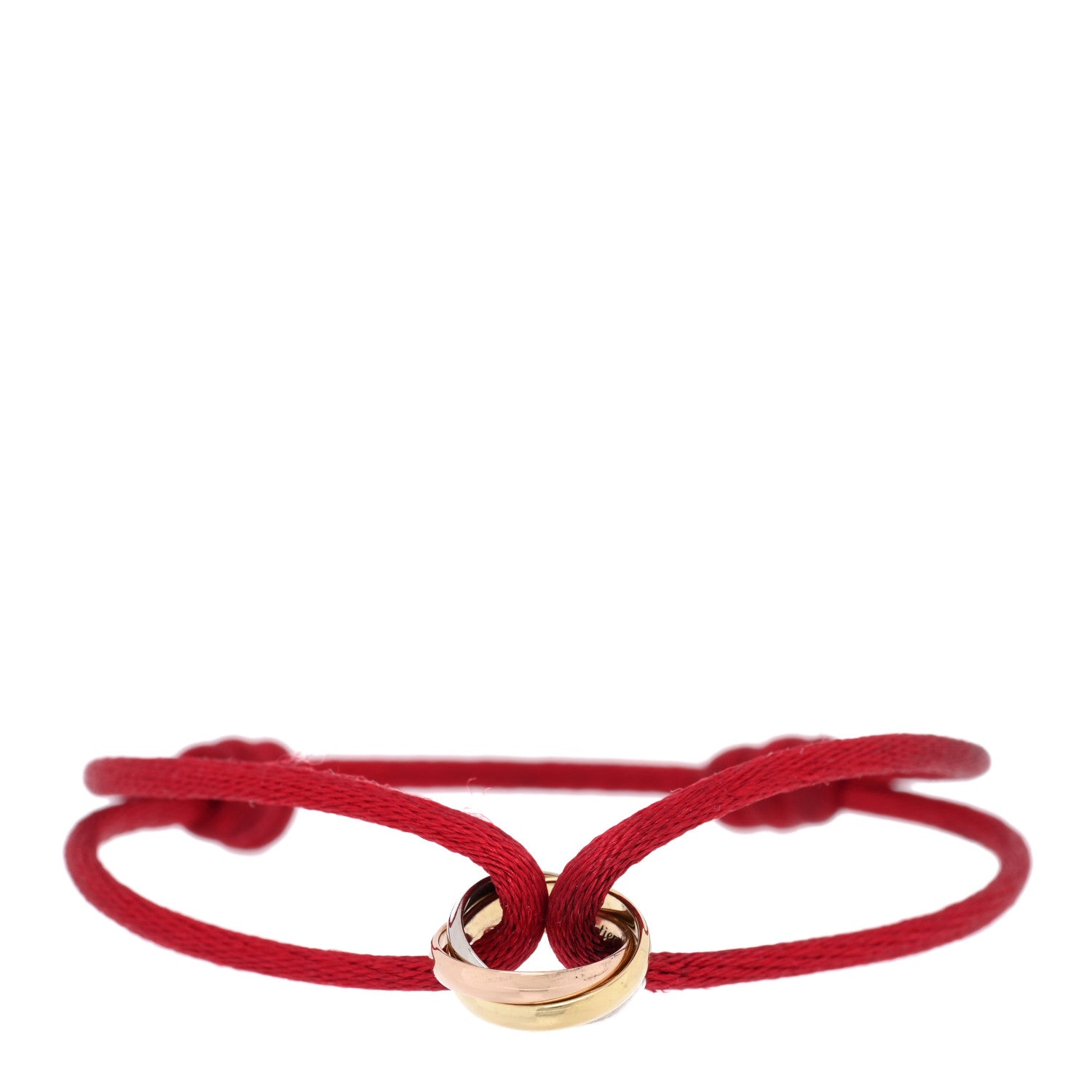 Cartier 18K Pink Yellow White Gold Trinity Cord Bracelet Red 1 of 4