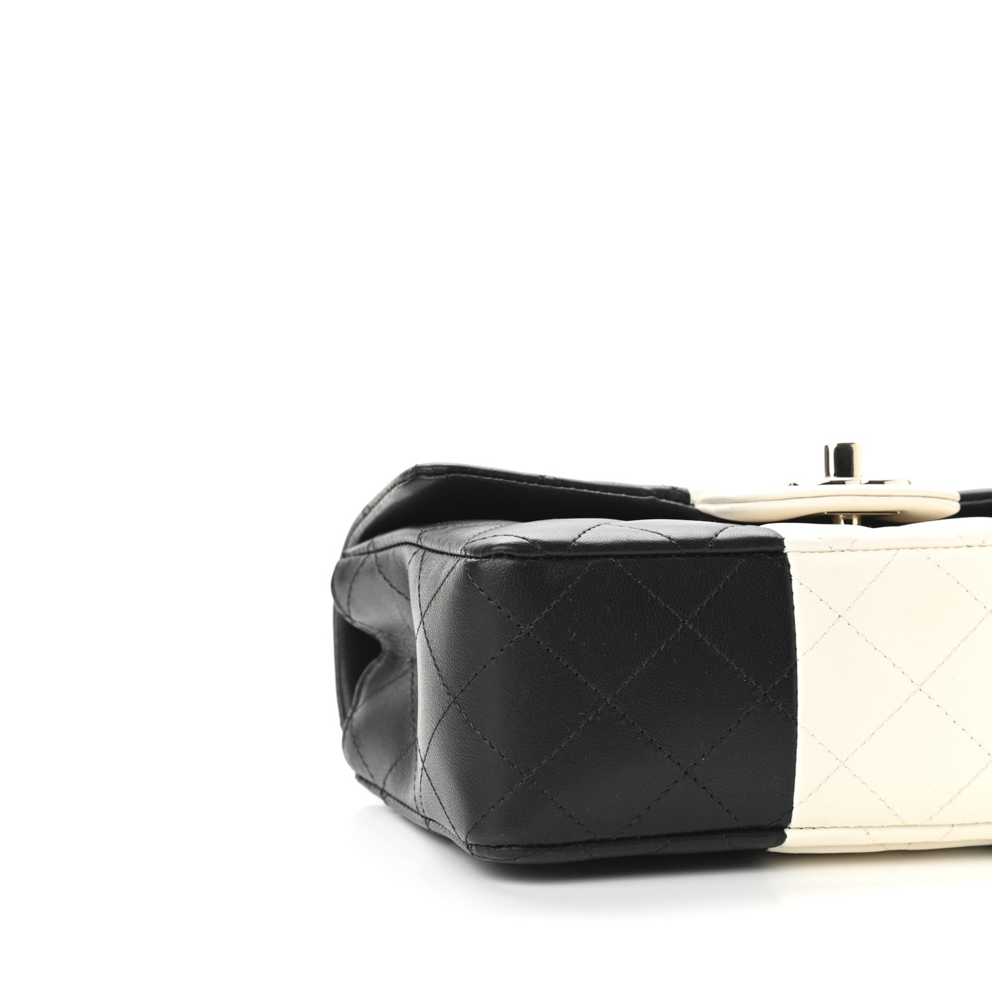 Lambskin Quilted Mini Rectangular Flap Black White