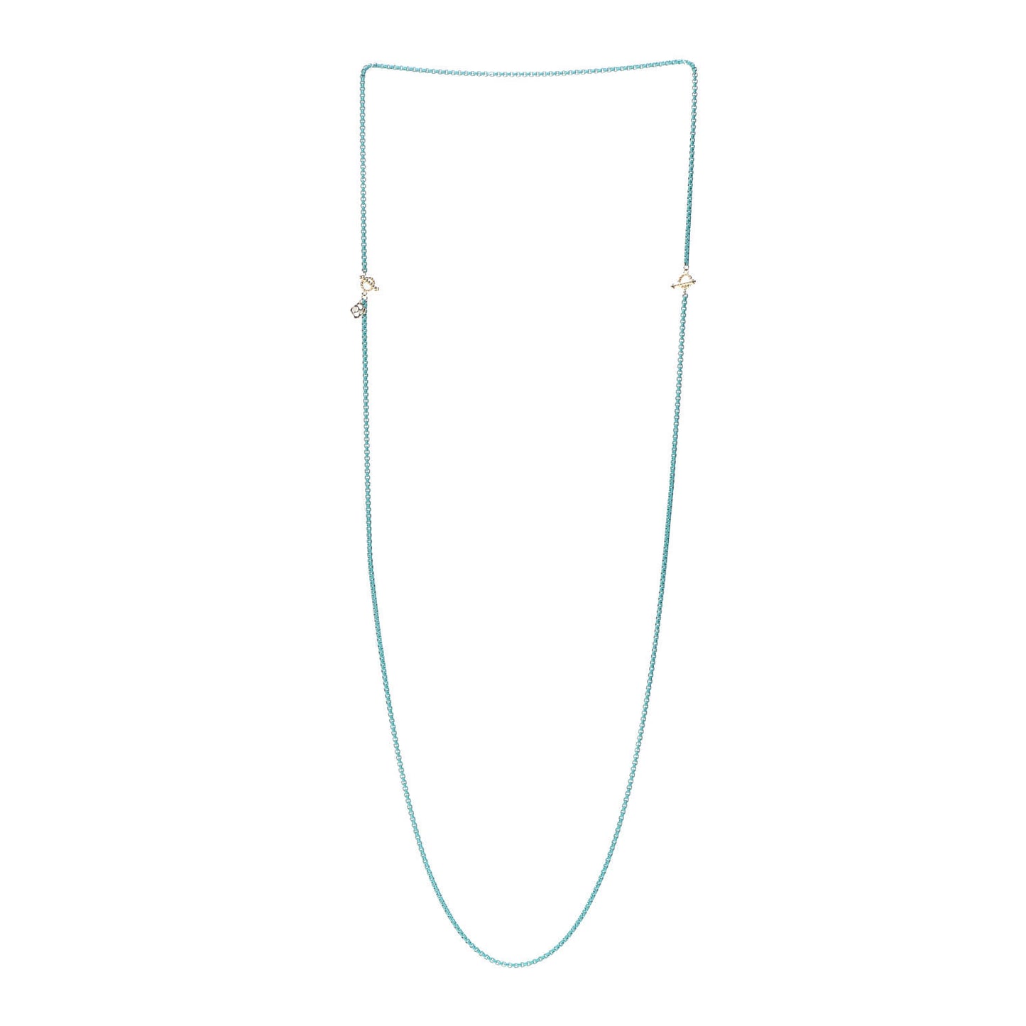 Stainless Steel 14K Yellow Gold Acrylic Bel Aire Chain Necklace Turquoise