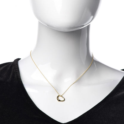 Tiffany 18K Yellow Gold 16mm Elsa Peretti Open Heart Pendant Necklace 2 of 9