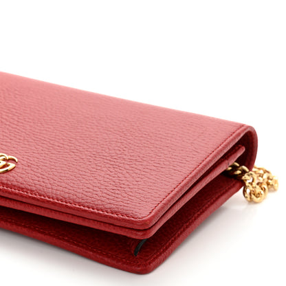 Gucci Dollar Calfskin Mini GG Marmont Chain Wallet Hibiscus Red 9 of 9