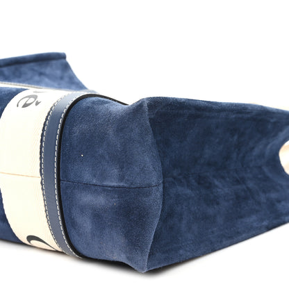 Chloe Suede Calfskin Medium Woody Ribbon Tote Navy 9 of 9
