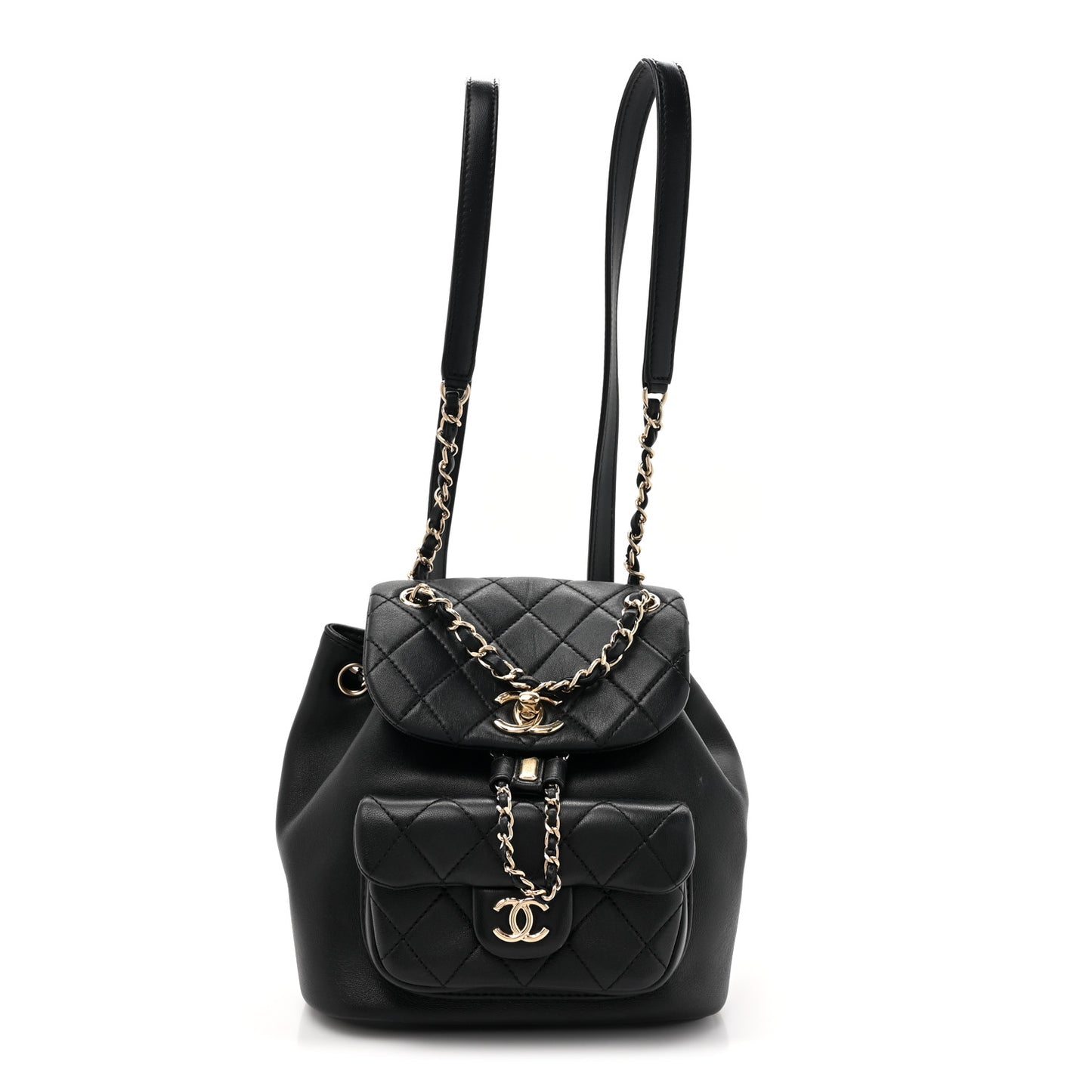 Lambskin Quilted Small Duma Drawstring Backpack Black