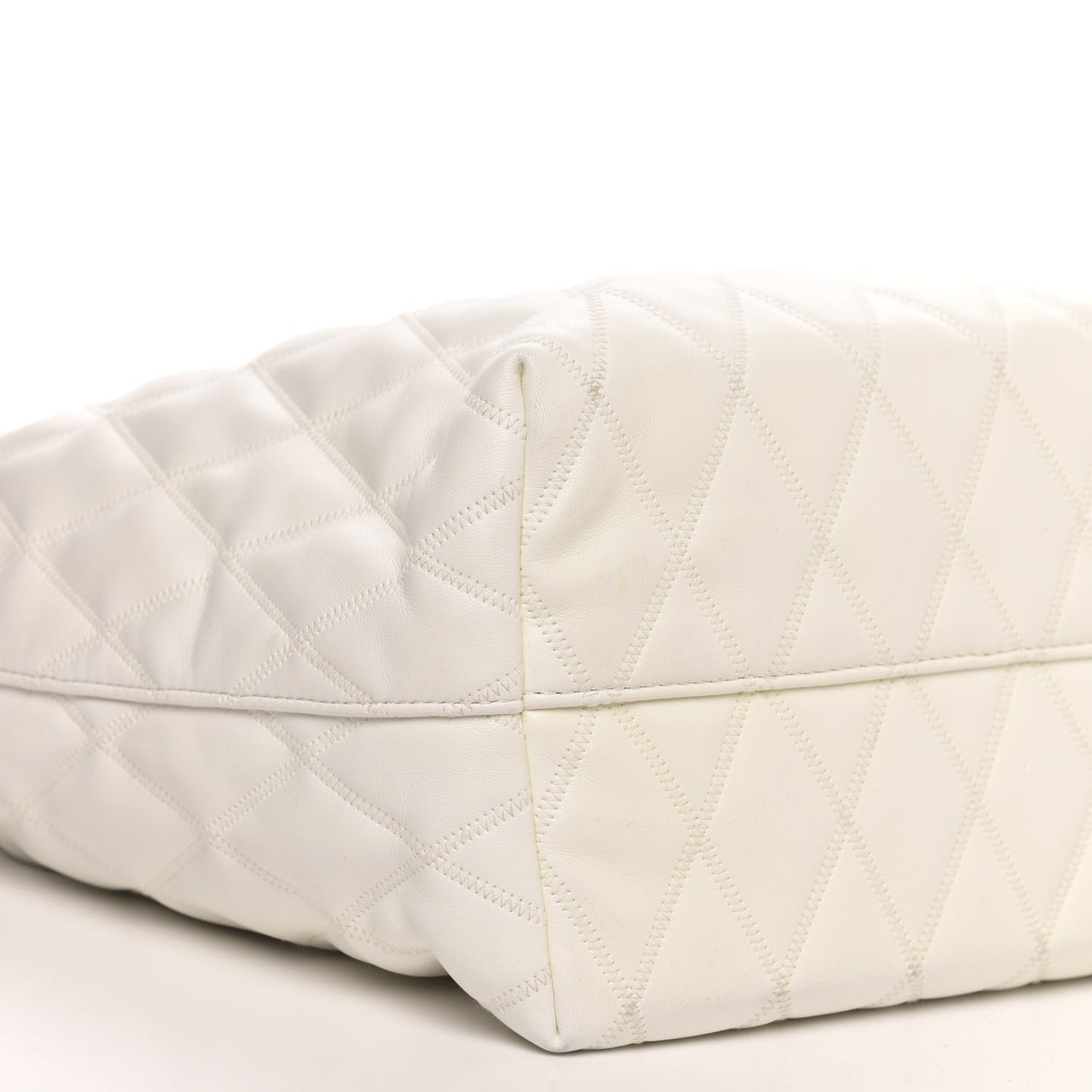 Rubber Effect Canvas Quilted Duo Shopper Tote White