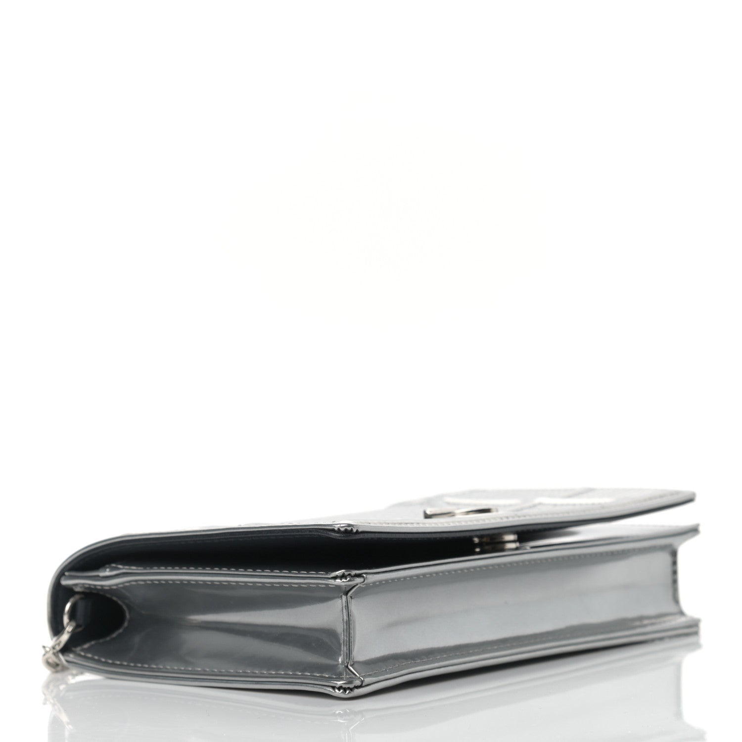 Christian Dior Metallic Micro-Cannage Diorama Wallet on Chain Pouch Argent 4 of 11