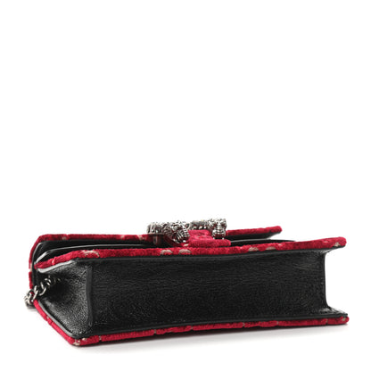 Gucci Velvet GG Monogram Super Mini Dionysus Shoulder Bag Red Cipria Black 4 of 11