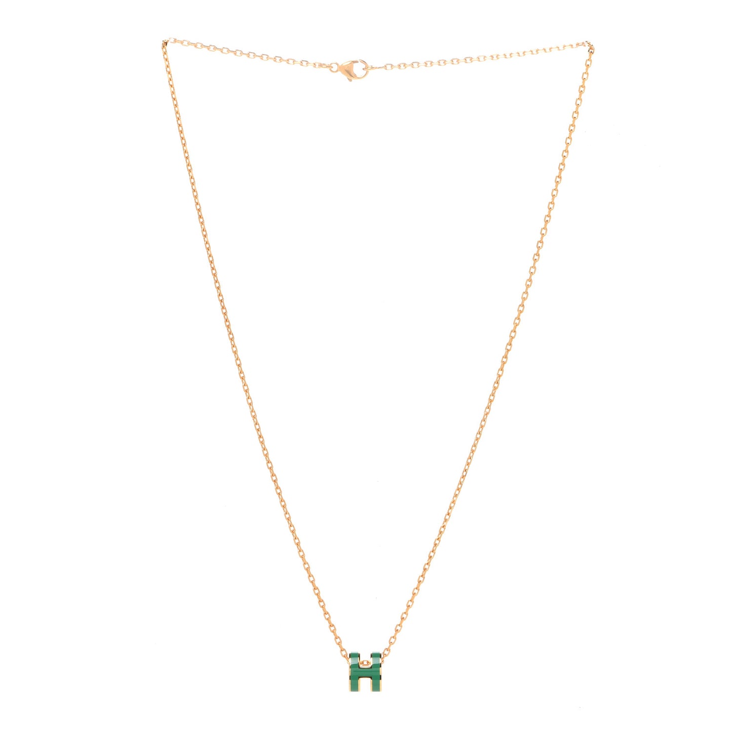 Lacquered Gold Mini Pop H Pendant Necklace Malachite