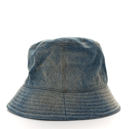 Prada Used Denim Metal Triangle Logo Mens Bucket Hat XXL Light Blue 6 of 8