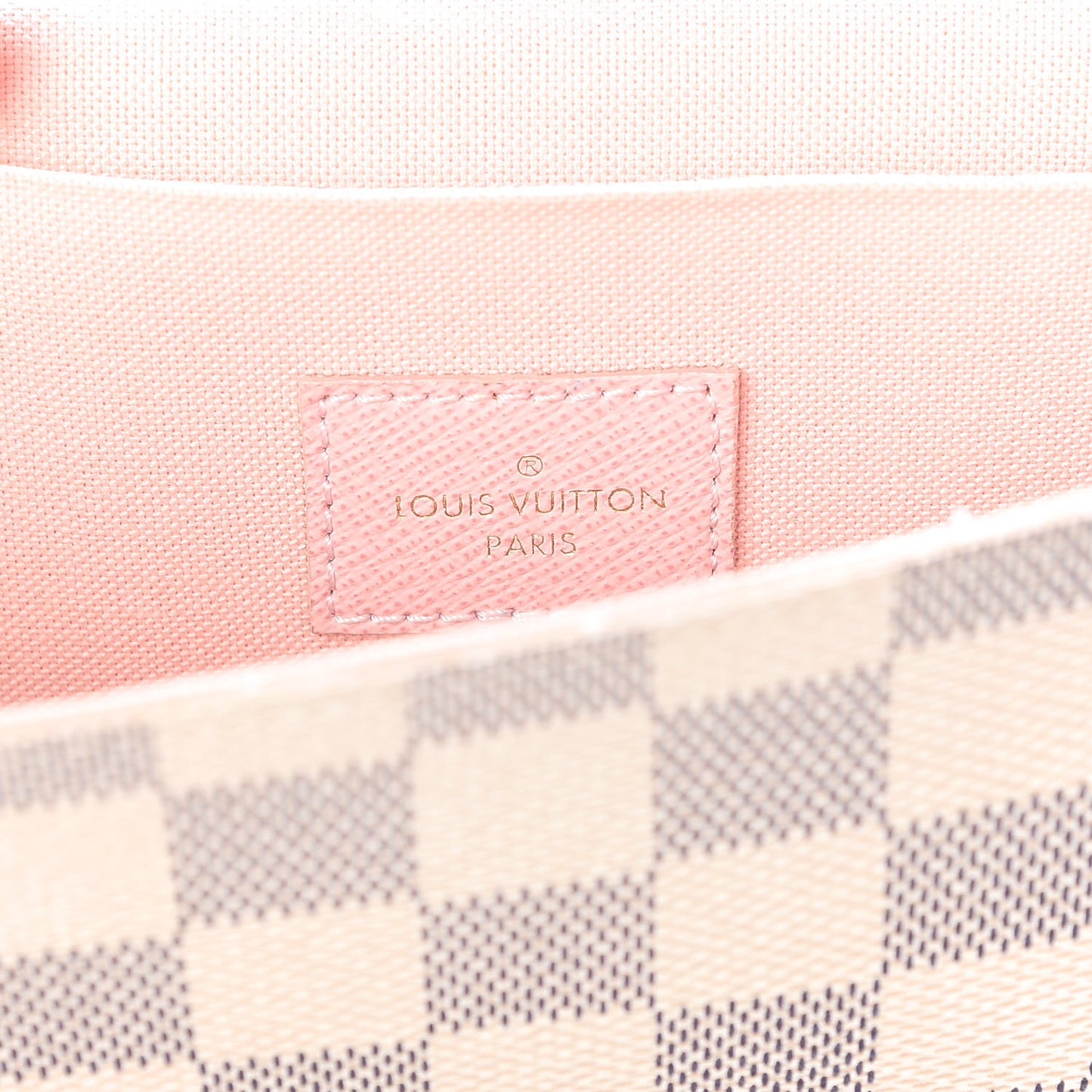 Damier Azur Pochette Felicie Chain Wallet Rose Ballerine