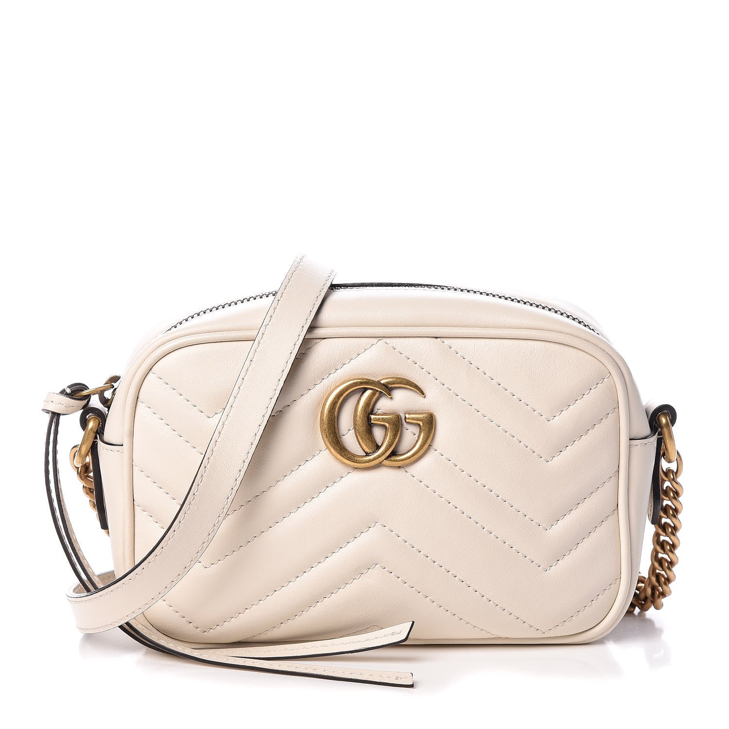 Gucci Calfskin Matelasse Mini GG Marmont Chain Shoulder Bag White 1 of 10