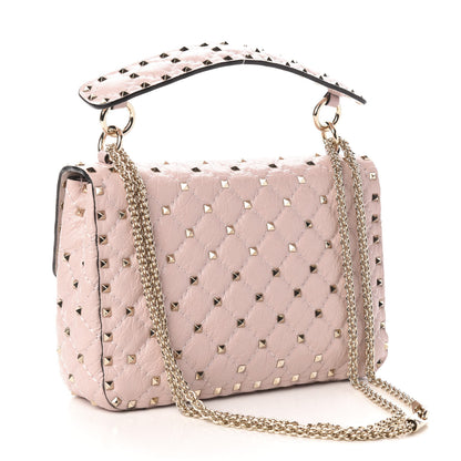 Valentino Garavani Craquele Nappa Medium Rockstud Spike Shoulder Bag Water Rose 3 of 10