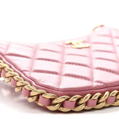 Chanel Lambskin Quilted Chain Around Top Handle Mini Bag Pink 9 of 11