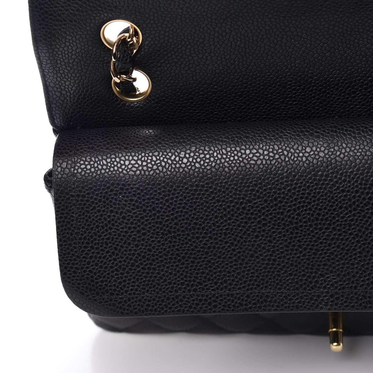 Caviar Quilted Medium Double Flap Black