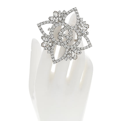 Gucci Metal Crystal Interlocking G Flower Ring M Silver 2 of 6