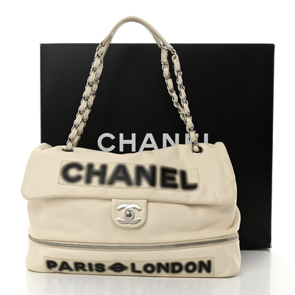Chanel Calfskin Large Expandable Paris London Flap Bag White 14 of 14