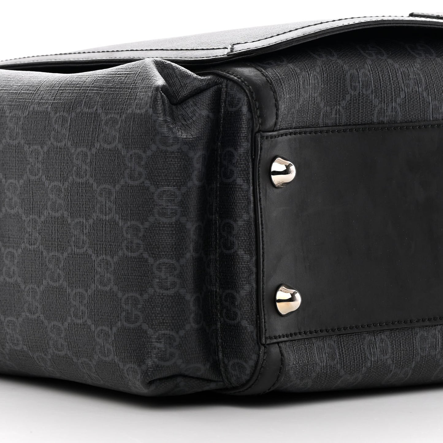 GG Supreme Monogram Web Messenger Diaper Bag Black Grey