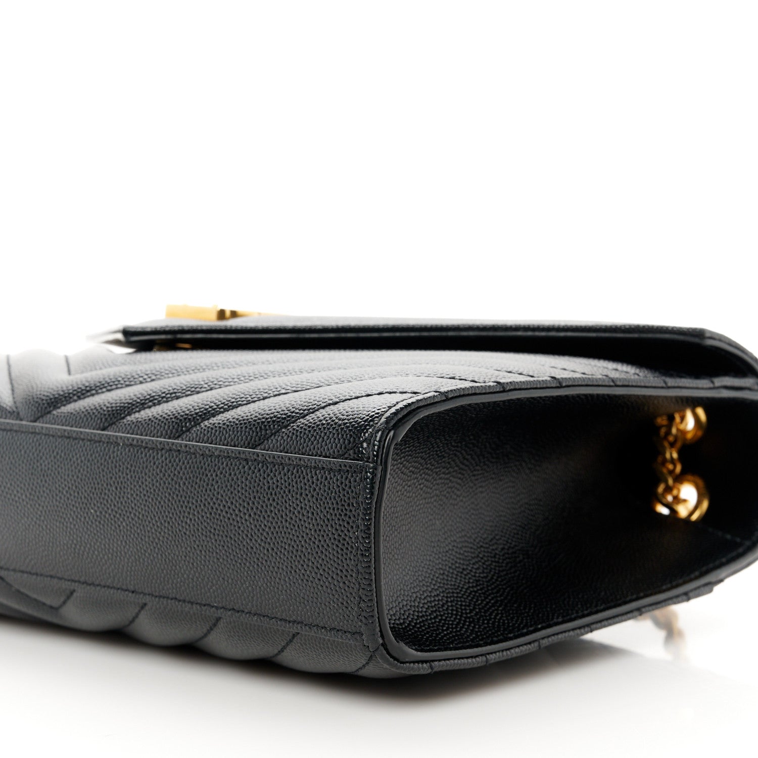 Saint Laurent Grain De Poudre Matelasse Chevron Medium Monogram Satchel Black 11 of 11
