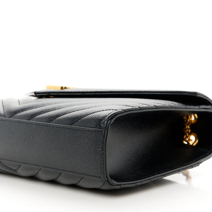 Saint Laurent Grain De Poudre Matelasse Chevron Medium Monogram Satchel Black 11 of 11