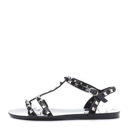 Valentino Garavani PVC Jelly Rockstud Caged Sandals 39 Black 1 of 7