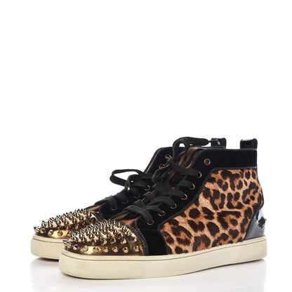 Christian Louboutin Men's Pony Hair Spikes Orlato Flat Sneakers 42.5 Leopard 3 of 13