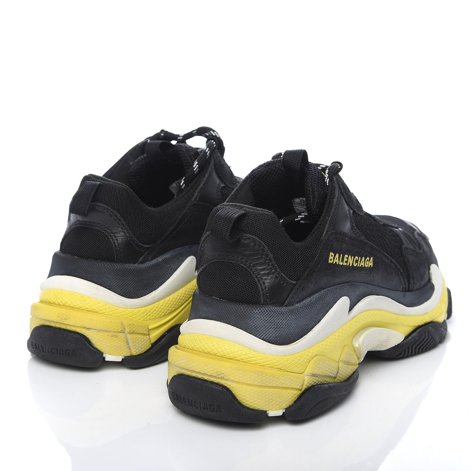 Balenciaga Fabric Mesh Womens Triple S Sneakers 38 Black Yellow 4 of 8