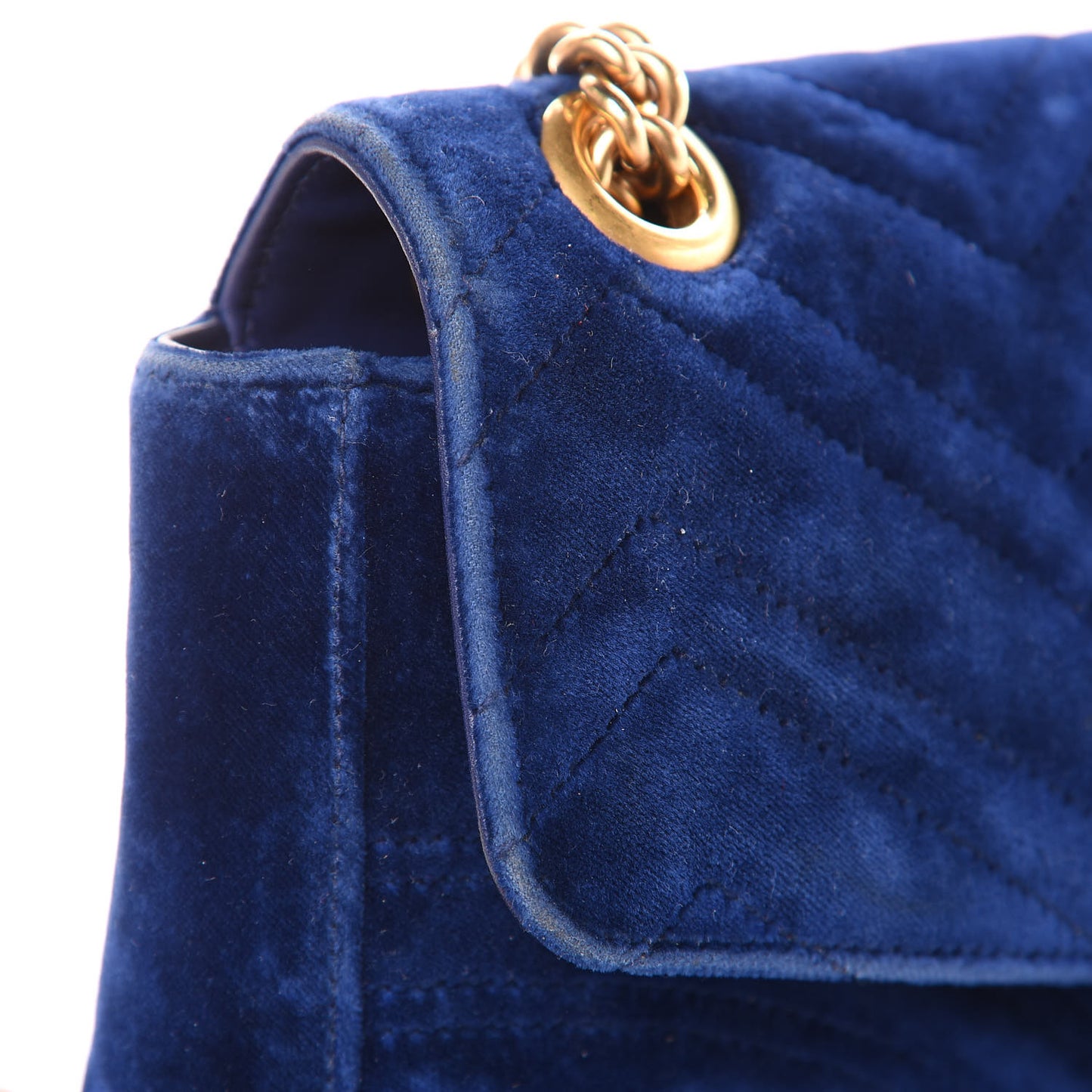 Velvet Matelasse Medium GG Marmont Shoulder Bag Cobalt Blue