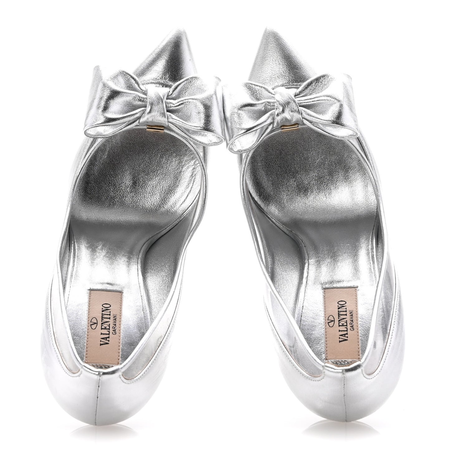 Metallic Nappa PVC Dollybow Pumps 38.5 Silver