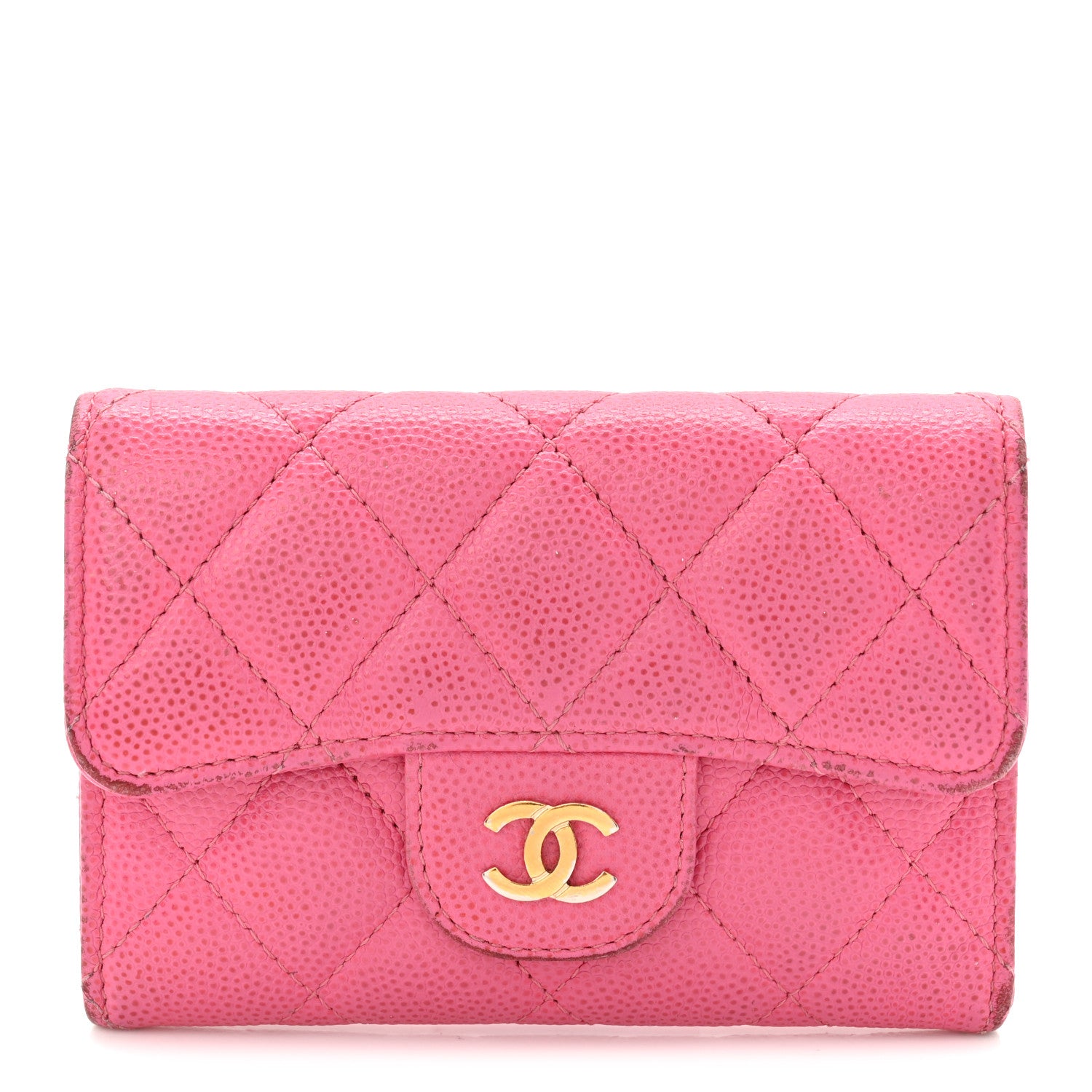 Chanel Caviar Quilted Flap Card Holder Wallet Pink 1 of 10