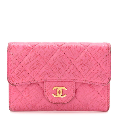 Chanel Caviar Quilted Flap Card Holder Wallet Pink 1 of 10