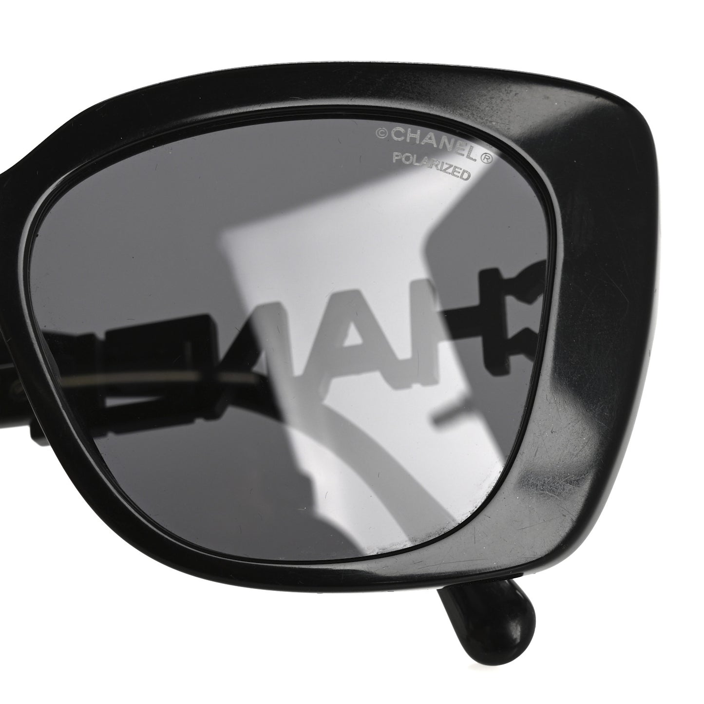 Acetate Strass Polarized Square Sunglasses 5422-B Black