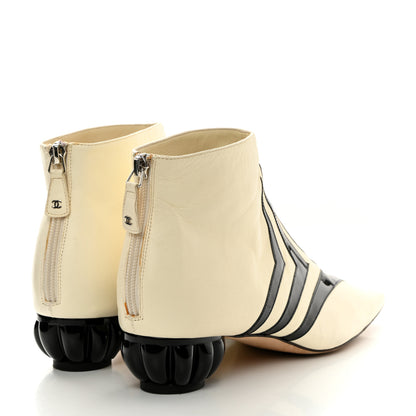 Chanel Lambskin Patent Ankle Boots 41 Beige Black 4 of 14