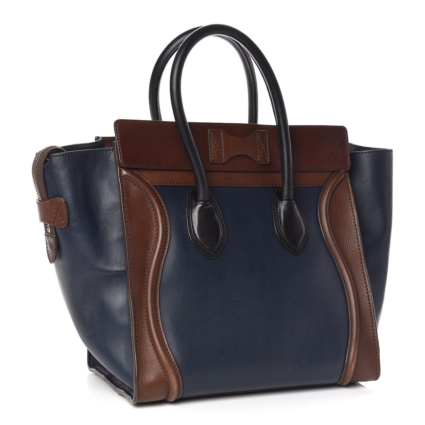 Smooth Calfskin Mini Tri-Color Luggage Navy
