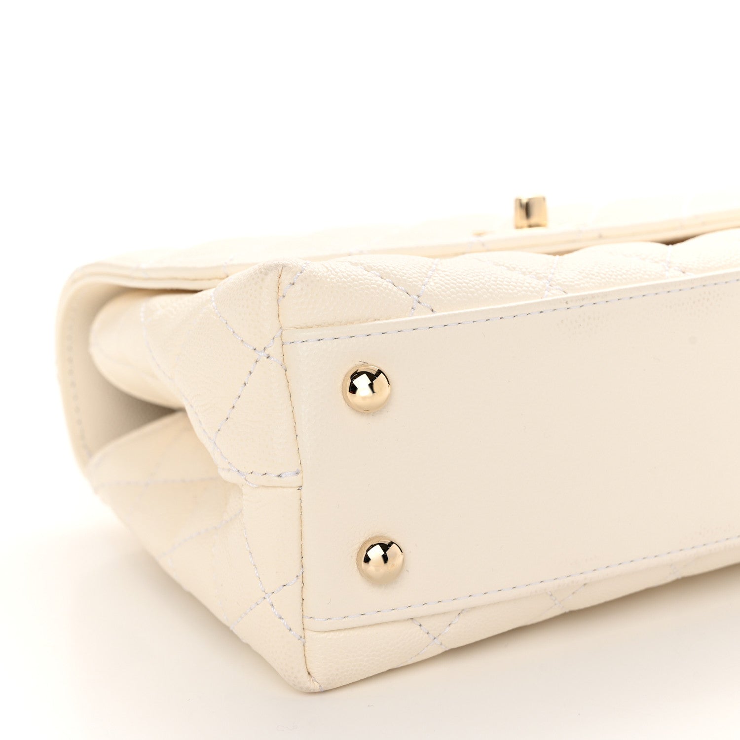 Chanel Caviar Quilted Mini Coco Handle Flap White 9 of 12