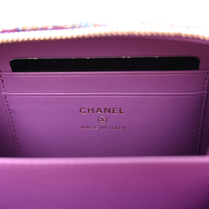 Chanel Tweed Lambskin CC Filigree Vanity Clutch With Chain Purple Multicolor 6 of 11