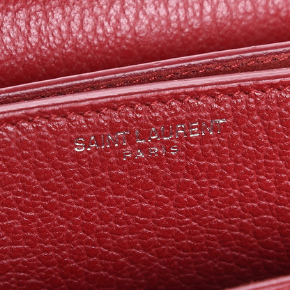 Saint Laurent Grained Calfskin Medium Monogram Sunset Satchel Red 7 of 9