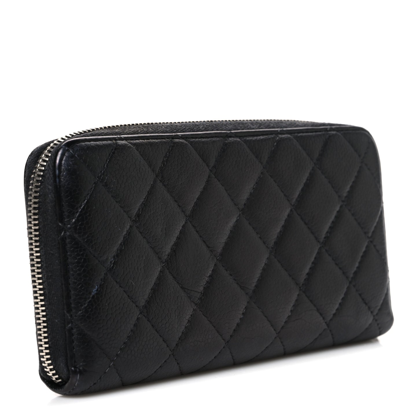 Caviar Quilted Large Gusset Zip Around Wallet Black