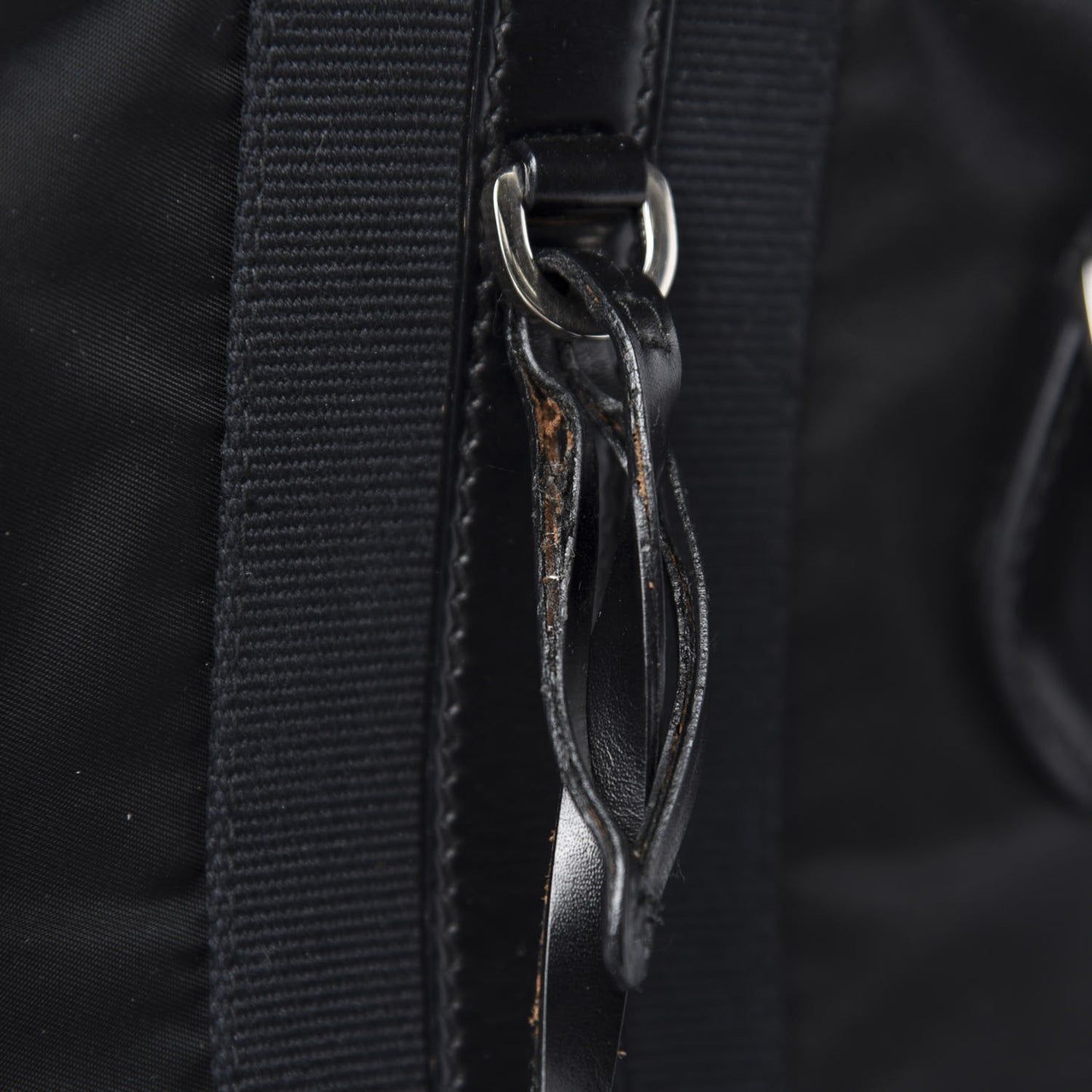 Tessuto Nylon Box Calf Bowling Bag Black