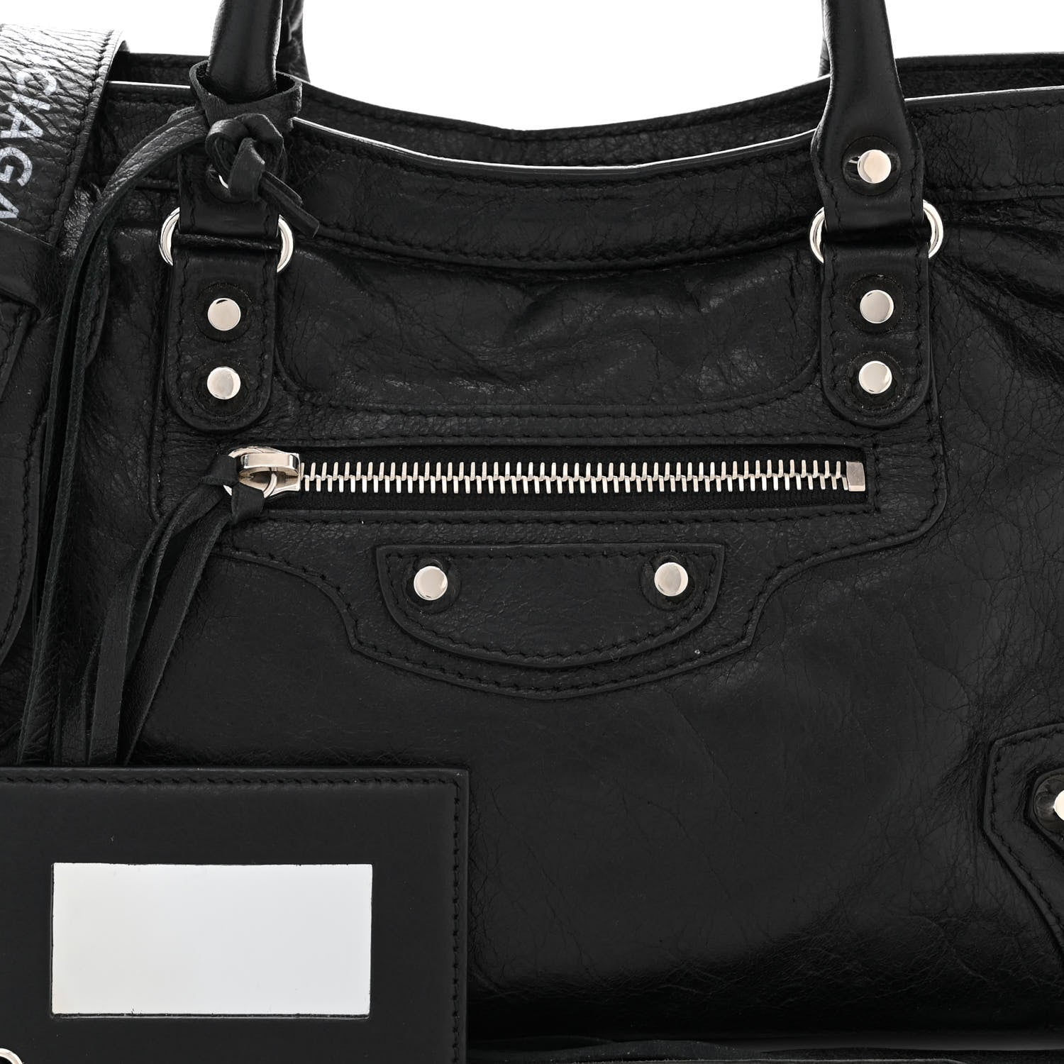 Balenciaga Agneau Classic Silver Hardware S City Logo Strap Black 8 of 13