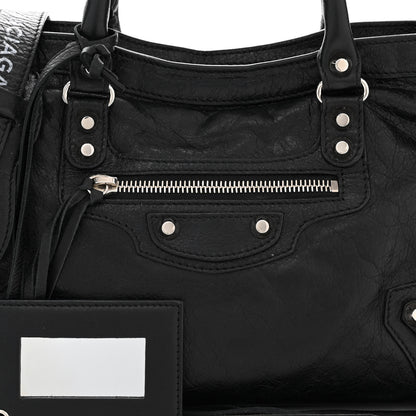 Balenciaga Agneau Classic Silver Hardware S City Logo Strap Black 8 of 13