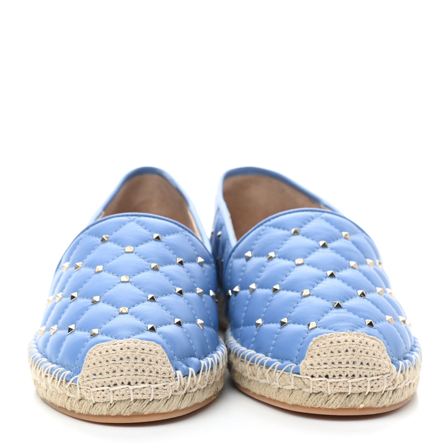 Valentino Garavani Nappa Rockstud Spike Espadrille Flats 40 Angel Natural 2 of 9