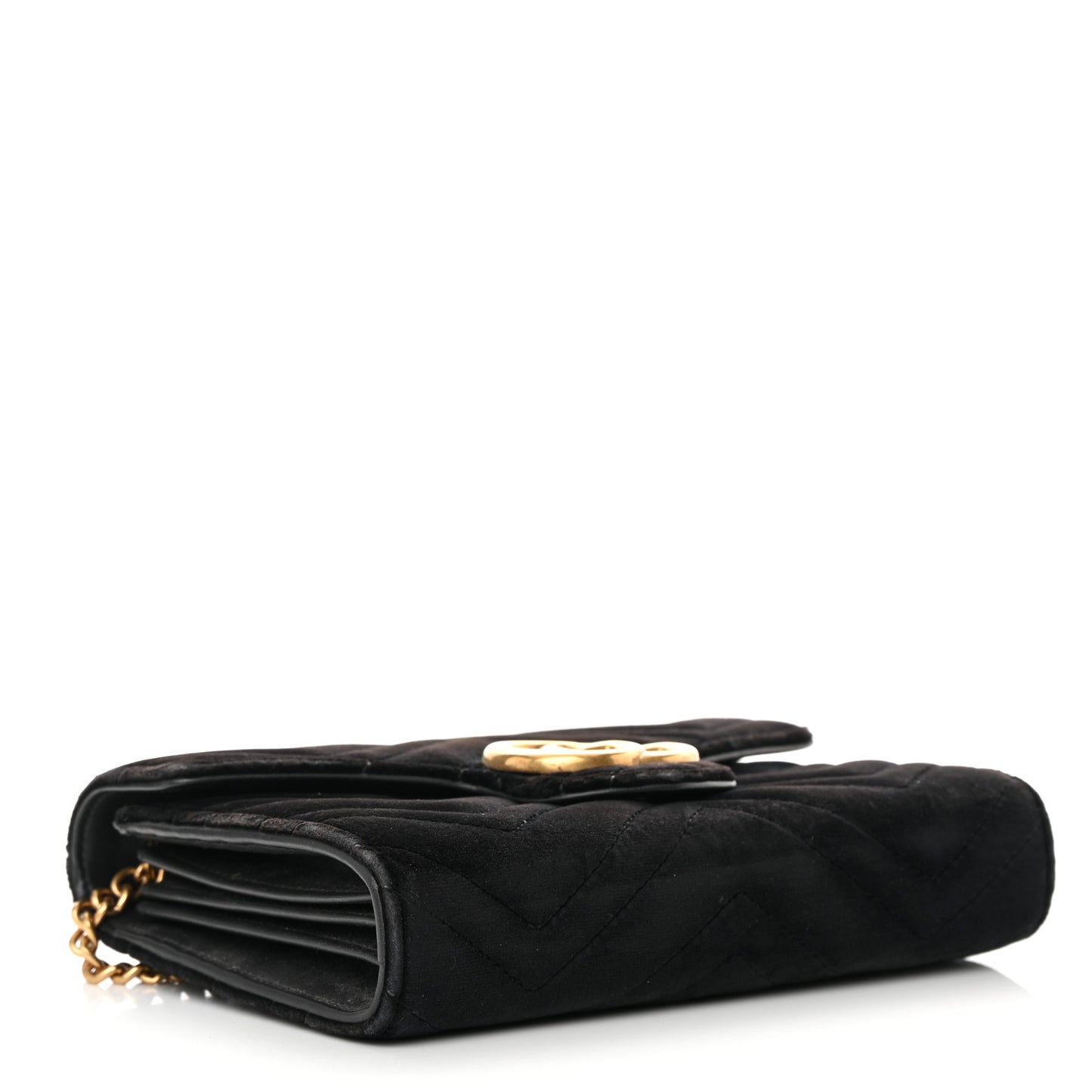 Velvet Matelasse GG Marmont Chain Wallet Black