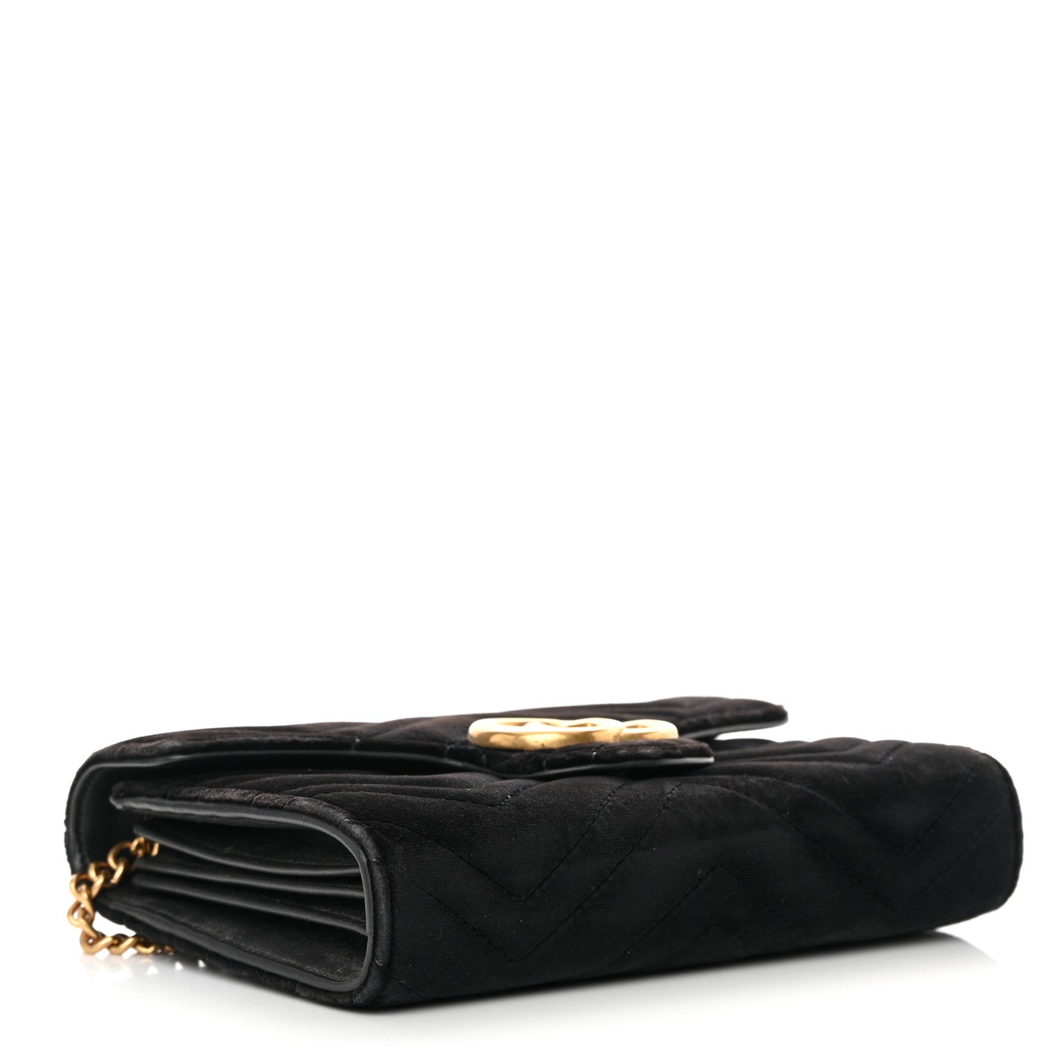 Gucci Velvet Matelasse GG Marmont Chain Wallet Black 4 of 18